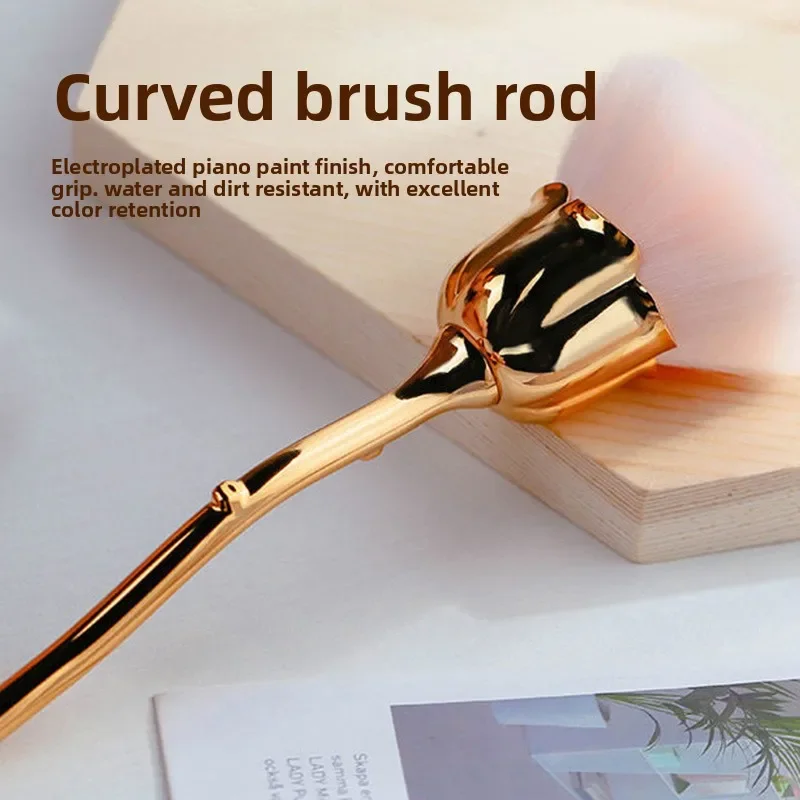 Large Fluffy Rose-Shaped Powder Makeup Brush Kabuki Brush for Loose Powder & Blush Multi-Functional Nail Dust Brush & Face Tool
