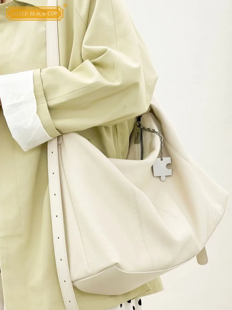 

Office Retro New Women Designer Solid Color Genuine Leather Single Shoulder Bag Soft Leather Handbag Tote Casual Crossbody Bags