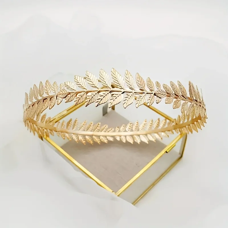 Glorious Greek Goddess Headband, Golden Leaf Roman Laurel Wreath, Caesar Crown, Bridal Hair Ornament, Women's Fashion Jewelry, A view 6
