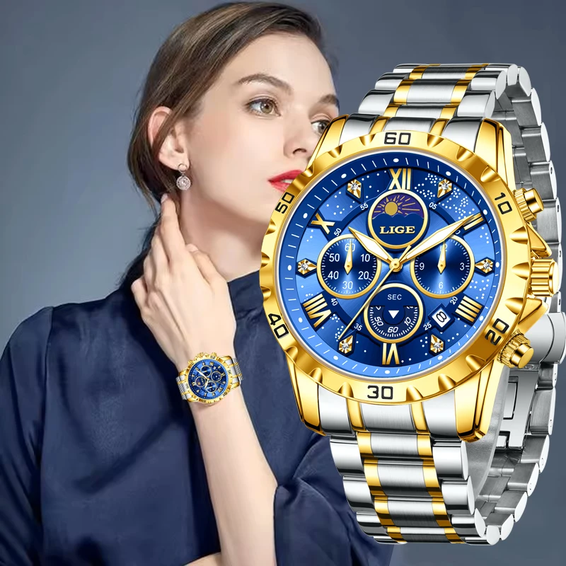 

LIGE New Fashion Ladies Watches Top Brand Luxury Creative Watch Women Sports Waterproof Quartz Chronograph Wrist Watch For Women