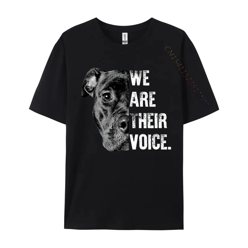 Man Woman Love Pitbull We Are Their Voice Simple Style Funny Slim Fit T Shirt Autumn Cotton Tshirts for Men Custom Tops & Tees