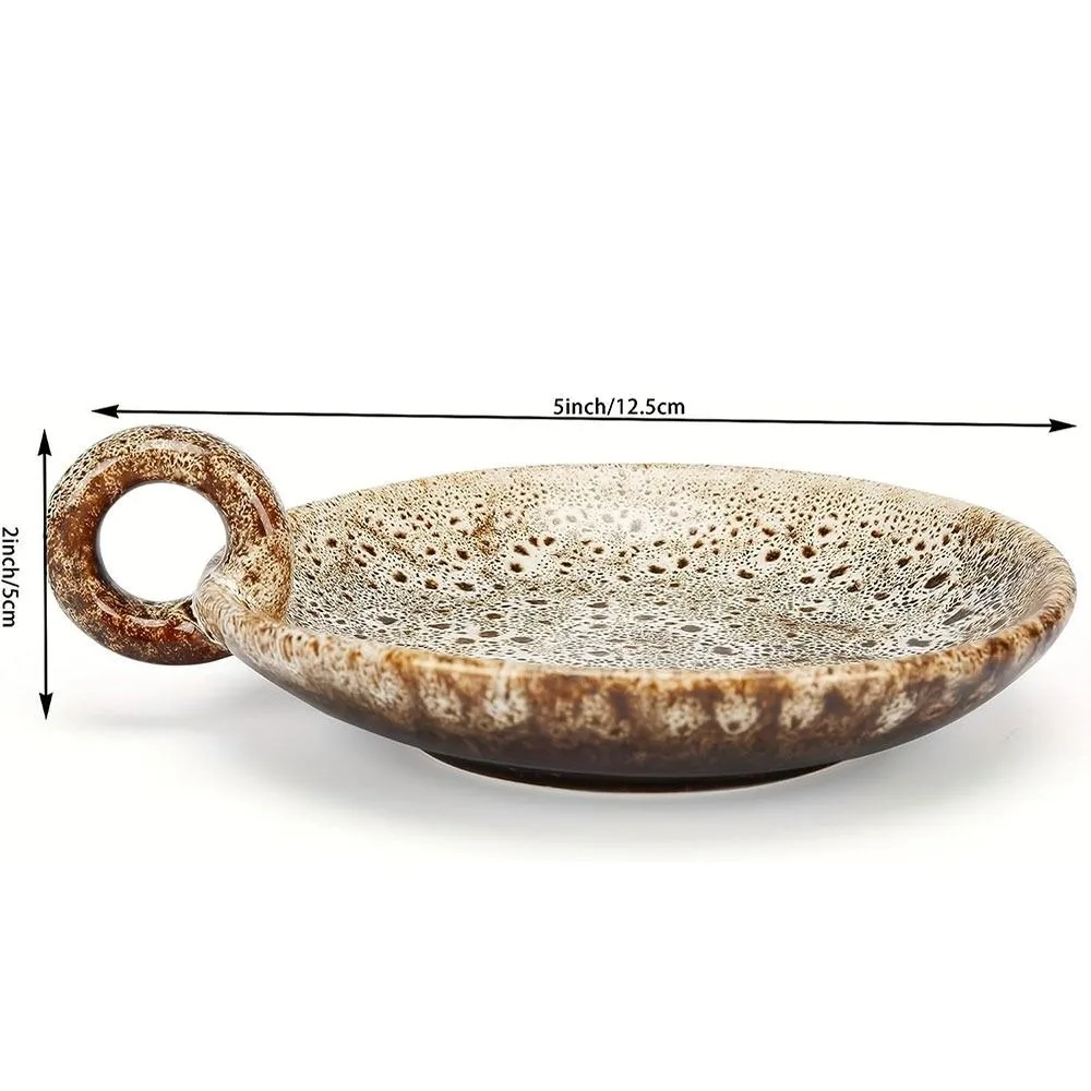 Meditation Room Ceramic Vintage Candle Holder Khaki Round Simple Incense Tray Creative Home Incense Tray Home Decor