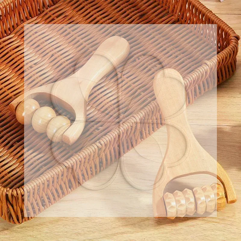 Ergonomic Wooden Massage Roller Manual Relaxation Tool for Face Neck Legs Whole Body Home Spa Relaxation