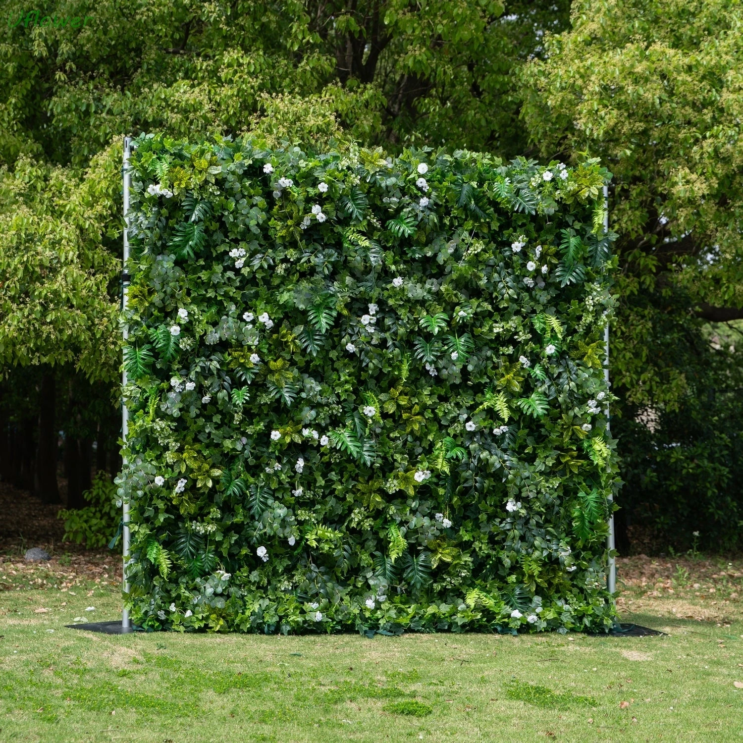 ستارة زينة على شكل زهرة صناعية على شكل زهرة من Uflower مع أوراق خضراء من القماش على شكل زهور لزينة حفلات الزفاف