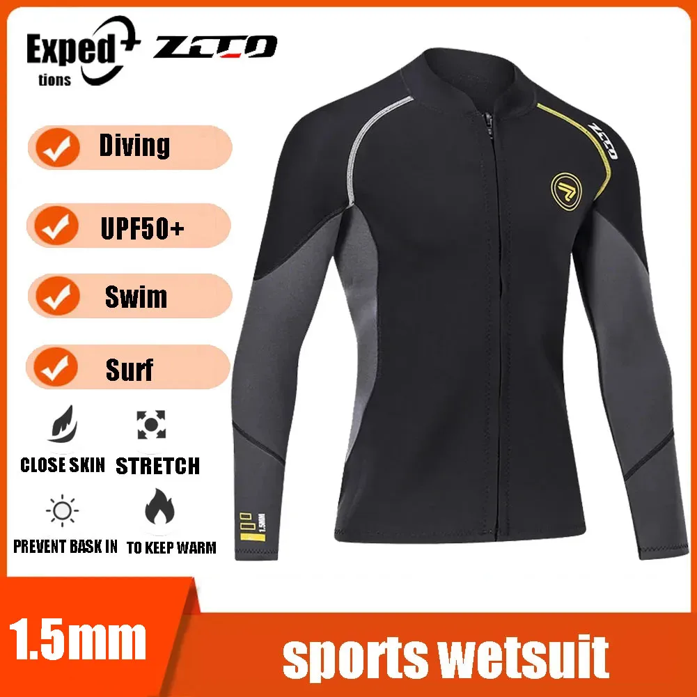 

ZCCO 1.5MM Neoprene Wetsuit Men Diving Jacket Scuba Spearfishing Snorkeling Surfing Coat Winter Deepwater Thermal Swimwear Women