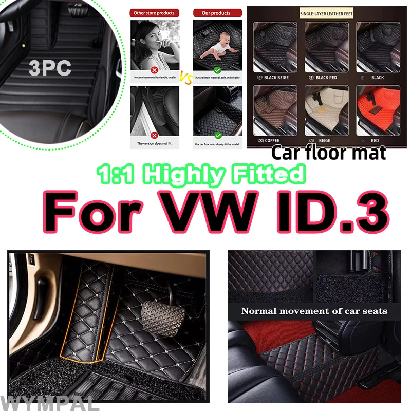 

Luxury Protective Car Mats For VW ID.3 ID3 ID 3 2019 2020 2021 2022 Pad Floor Mats Carpets Leather Mat Car Accessories full