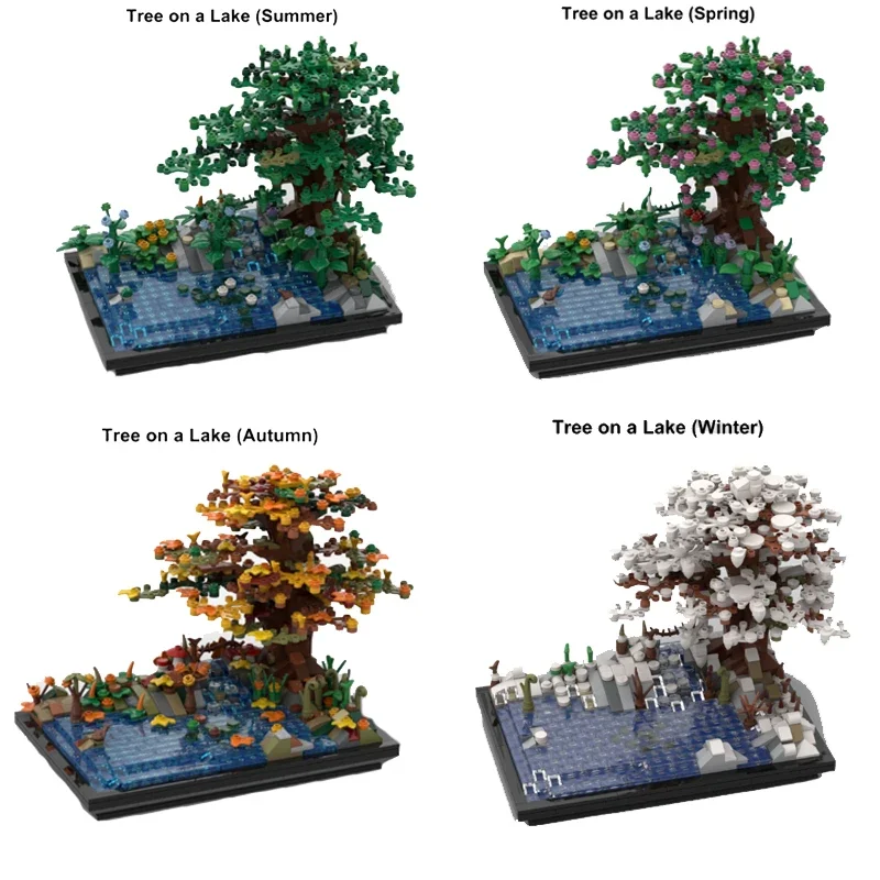 

800+PCS Tree on a Lake The Four Seasons Modular MOC Creative street view Model Building Blocks Education Assembly Model Toy Gift