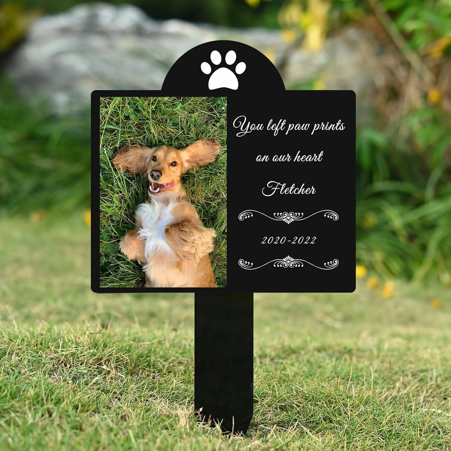 Personalized Pet Memorial Grave Markers Dog Photo Memorial Stake Outdoor Garden Grave Stake for Loss of Dog Pet Memorial Gift