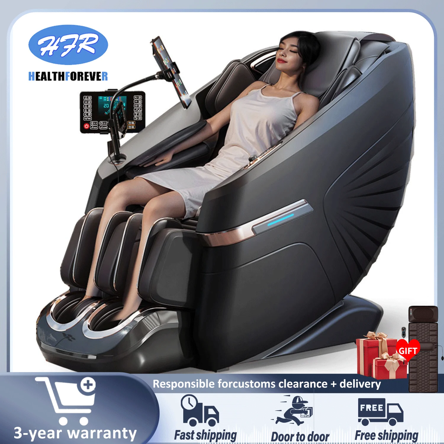 3 Year Warranty massage chair 4d zero gravity SL-Track Shiatsu Massage Recliner Chair Heat Bluetooth music Airbags massage chair