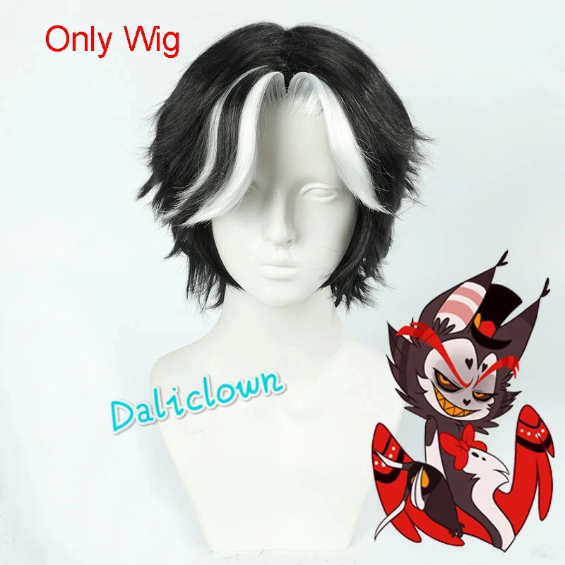 

CyHusk Cosplay Costume Uniform Wig Anime Hazbin Cosplay Hotel Husk Halloween Party Cosplay Costume Black Outfit Suit Ears Props