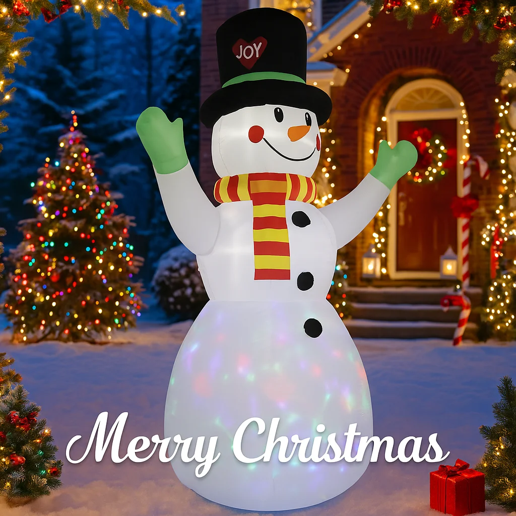 7.2FT LED Inflatable Xmas Yard Decor Snowman Christmas Home Decoration Ornament Festive Toy Christmas Supplies Holiday Gift