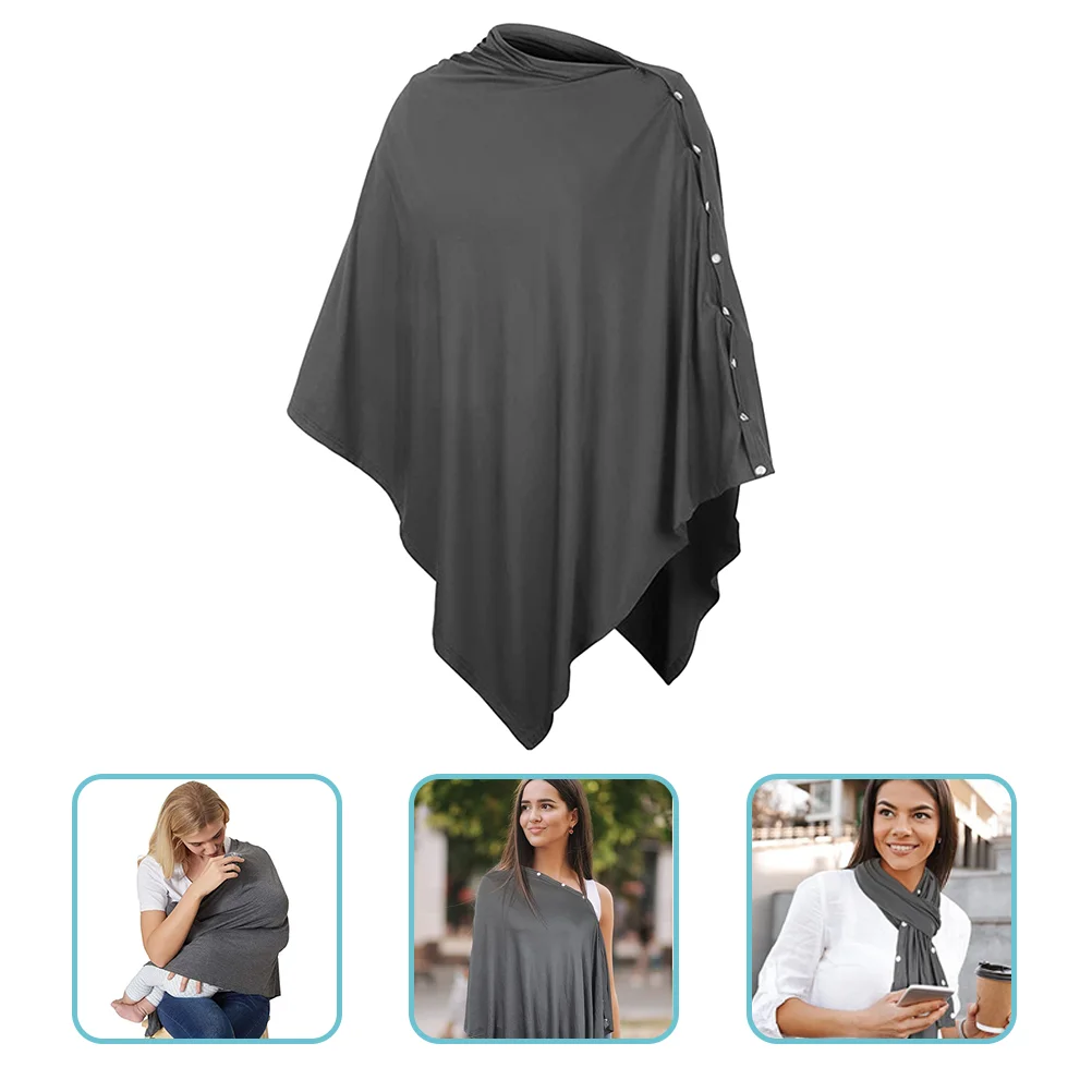 รถเข็นเด็ก Wagon ให้นมบุตรผ้าเช็ดตัว Breathable Nursing Cover สําหรับแม่ Poncho Bib ทารกสีเทาเข้มเด็ก