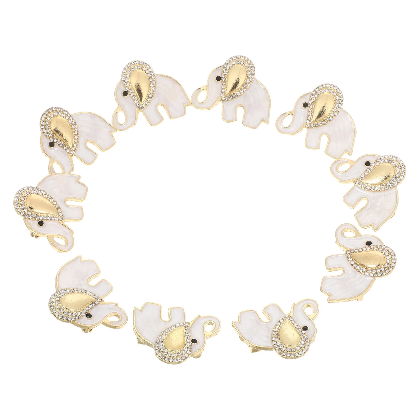 

10Pcs Sparkling Rhinestone Elephant Brooch Pin Kawaii Animal Badge Elegant Metal Lapel Pin for Women's Casual Formal Wear