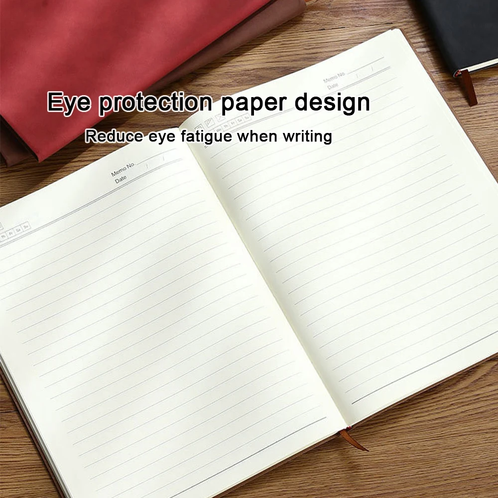 (Can Engrave Logo) A4 Business Thick Soft Leather Notebook, Student Notepads, Meeting Minutes Notebook, Lined Inner Pages