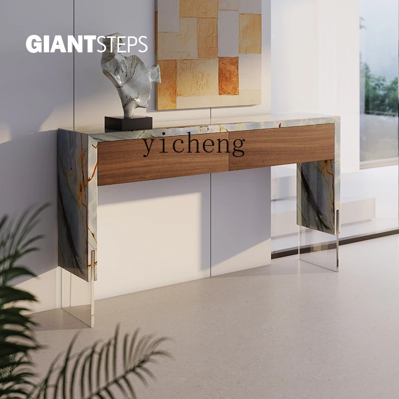 XL natural marble entrance table Italian minimalist entrance entrance table creative decoration