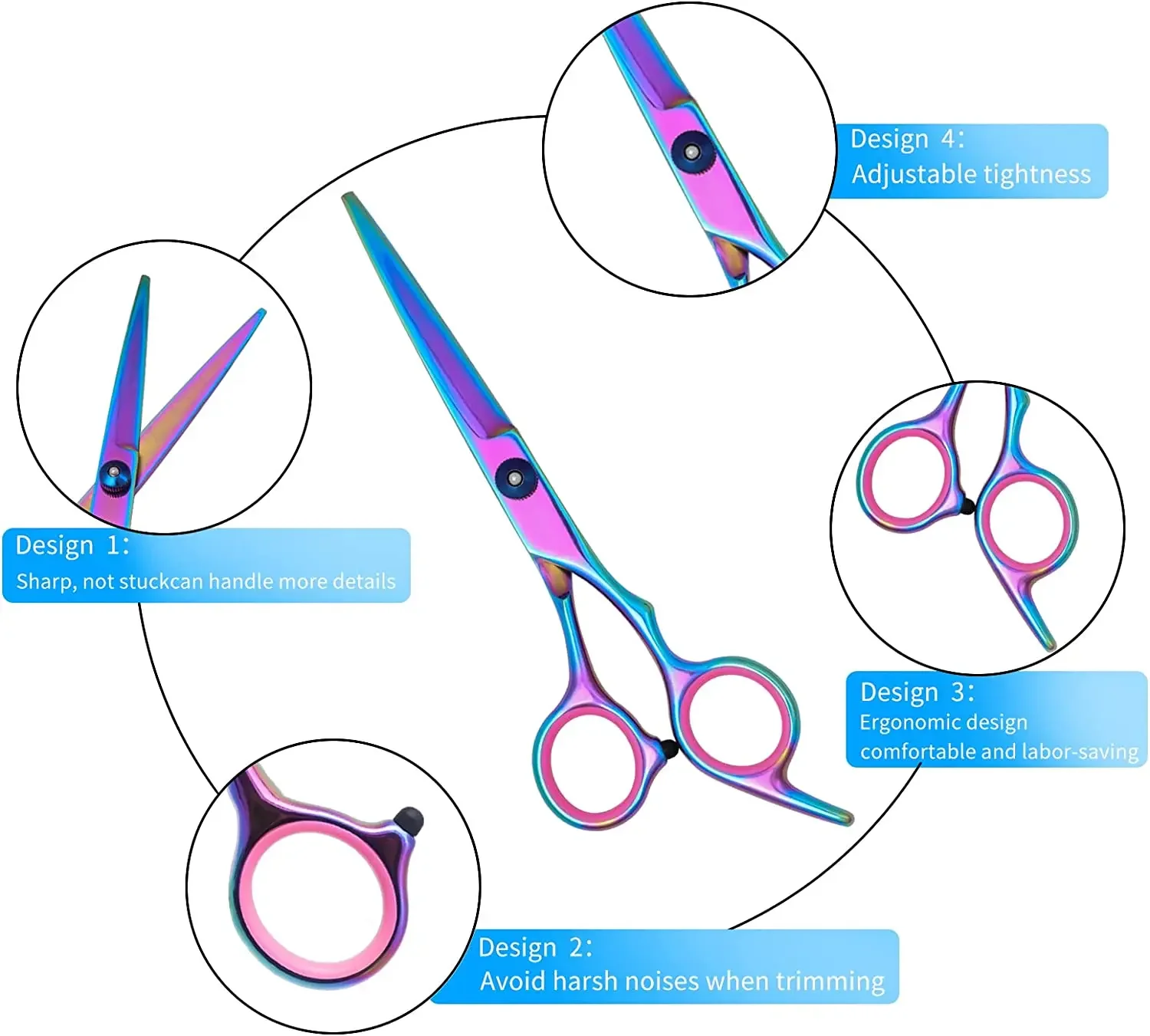 7 Inch Pet Grooming Scissors Kit Curved Pet Grooming Shears for Cats Dogs Stainless Steel Scissor for Body Face Ear Nose Paw