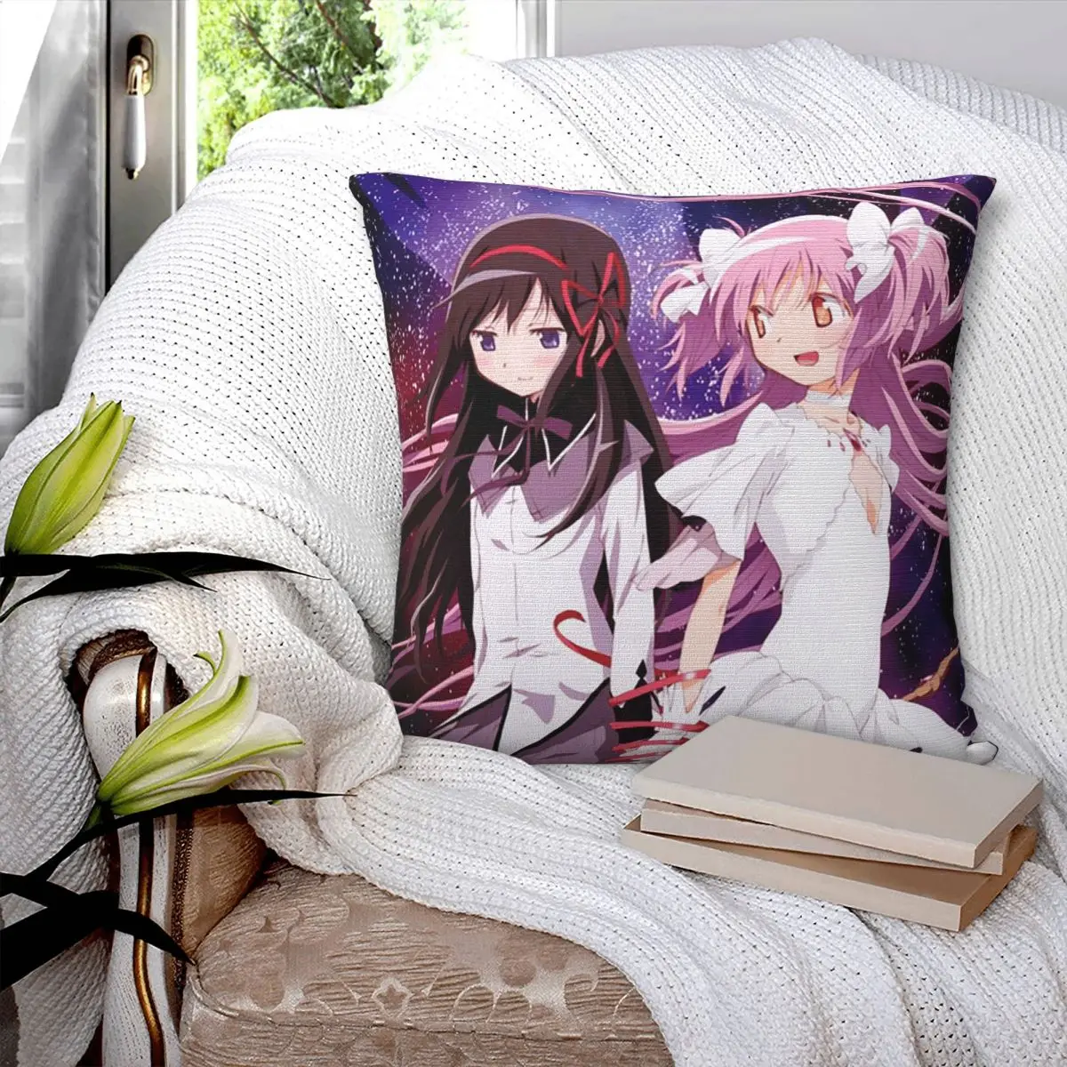 Puella Magi Madoka Magica Square Pillowcase Cushion Cover Pillow Case Throw Pillow Cover for Home Sofa Living Room