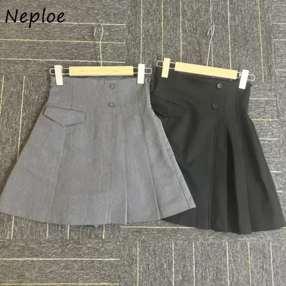 Neploe Dolce Vita Alta Increspato All-match Gonna A-line Asimmetrica Zip Casual Donne Falda Giappone New Moda Slim Fit Mujer Faldas