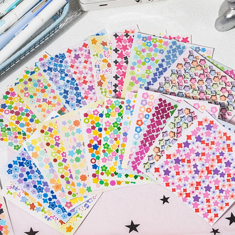 24 pcs Holographic & Matte Mini Sticker Book 8x8cm Aesthetic Journaling Supplies Planner Scrapbooking Deco Stickers