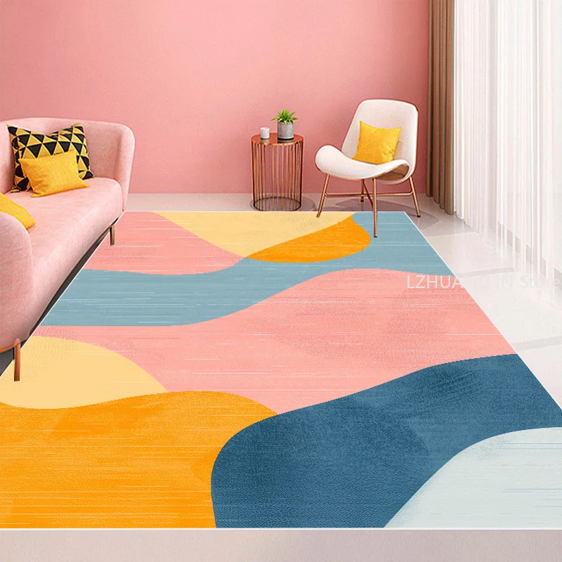 Modern Home Morandi Pink Carpet Living Room Sofa Area Rug Simple Decoration Light Luxury Floor Mat Girl Bedroom Bedside Soft Rug