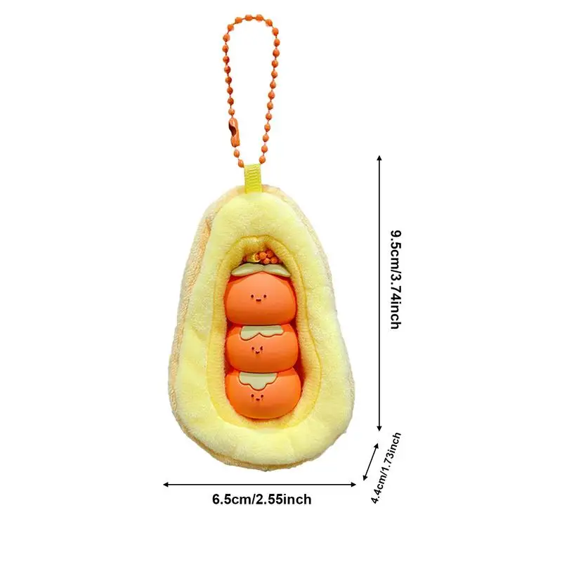 Persimmon Stuffed Doll Keychain Plush Bag Charm Backpack Hangable Ornament Creative Pea Stuffed Toys with Detachable Duck Doll