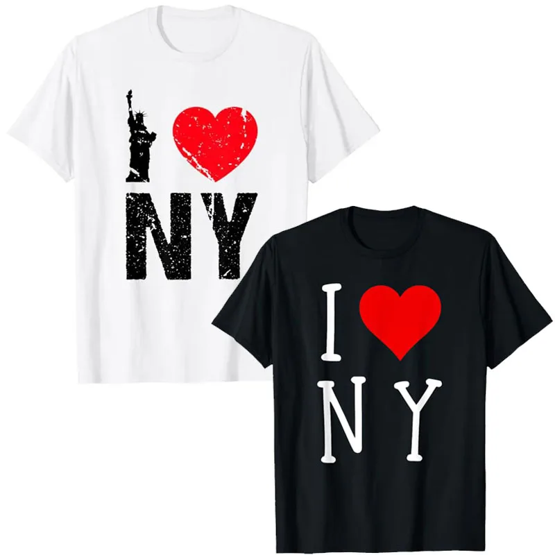 I Heart Love NY New York City NYC T-Shirt Saying Tee Graphic Outfit Humor Funny Short Sleeve Blouses Cool Proud NY Costume Gifts