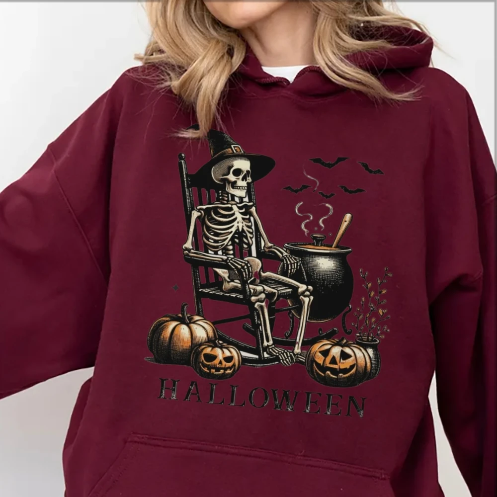 Y2K Style Halloween Elements Women\'s Print Pullover Shirt Oversized Top For Women and Men Autumn And Winter 2000s Clothes