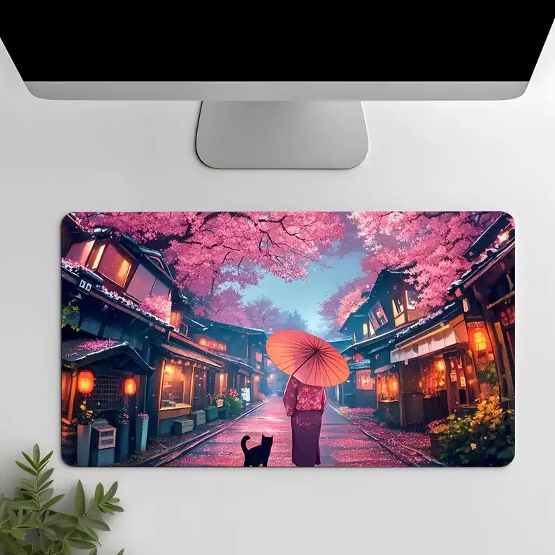 

Japanese-style Cherry Blossom Deskmat,beautiful Home and Office Decoration,gaming Mouse Pad,cherry Blossom Art Desktop Accessory