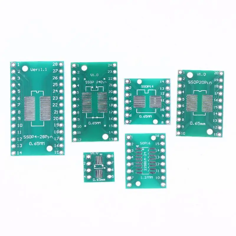 

Hot Sale 30/35Pcs SOP24 SOP8 SOP14 SOP16 SOP20 SOP28 SMD Turn To DIP Adapter Converter Plate SOP 8 14 16 20 24 28 PCB Board Kit