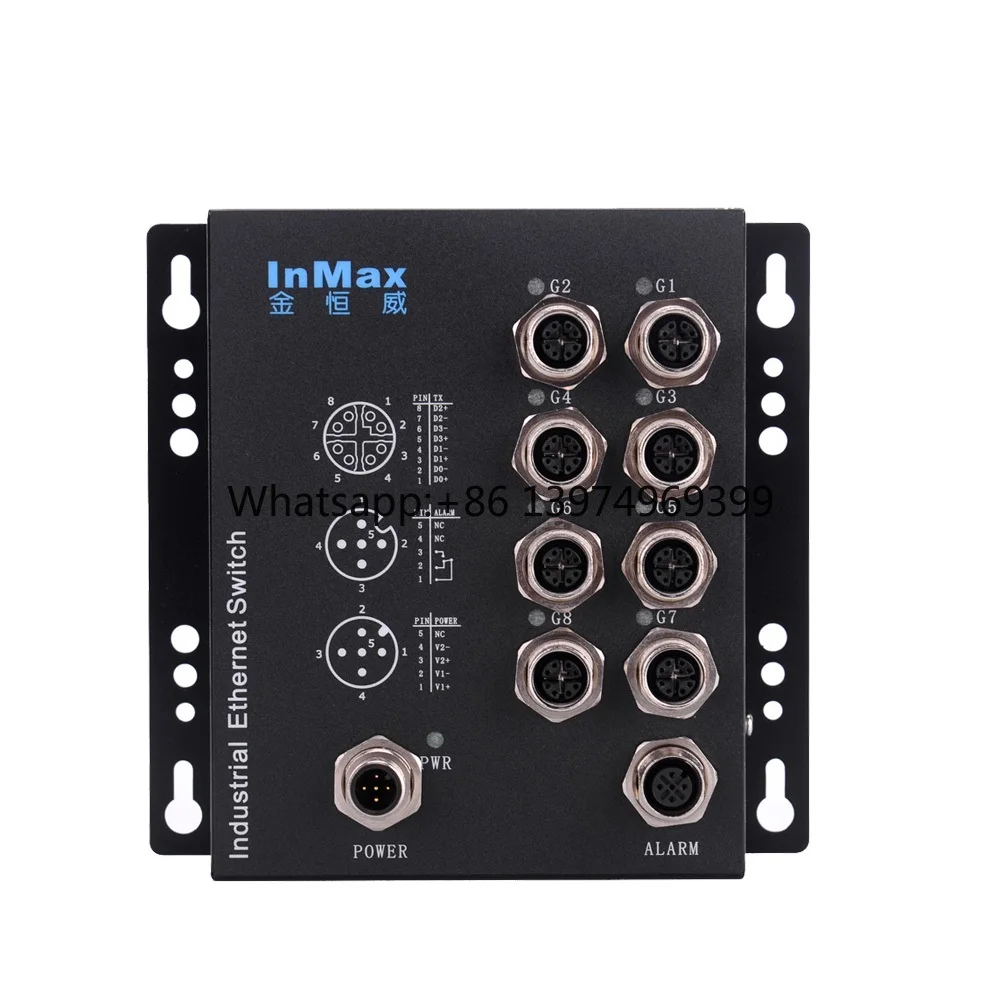 M12 Railway Ethernet Switch 48V PoE 15.4/30W M12 X-coded 5 Port 8 Port for Vehicles Vehicle Equipment
