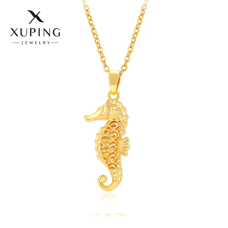 

Luxury 24K 9999 Pure Gold real gold Women's Hollow Seahorse Pendant Necklace