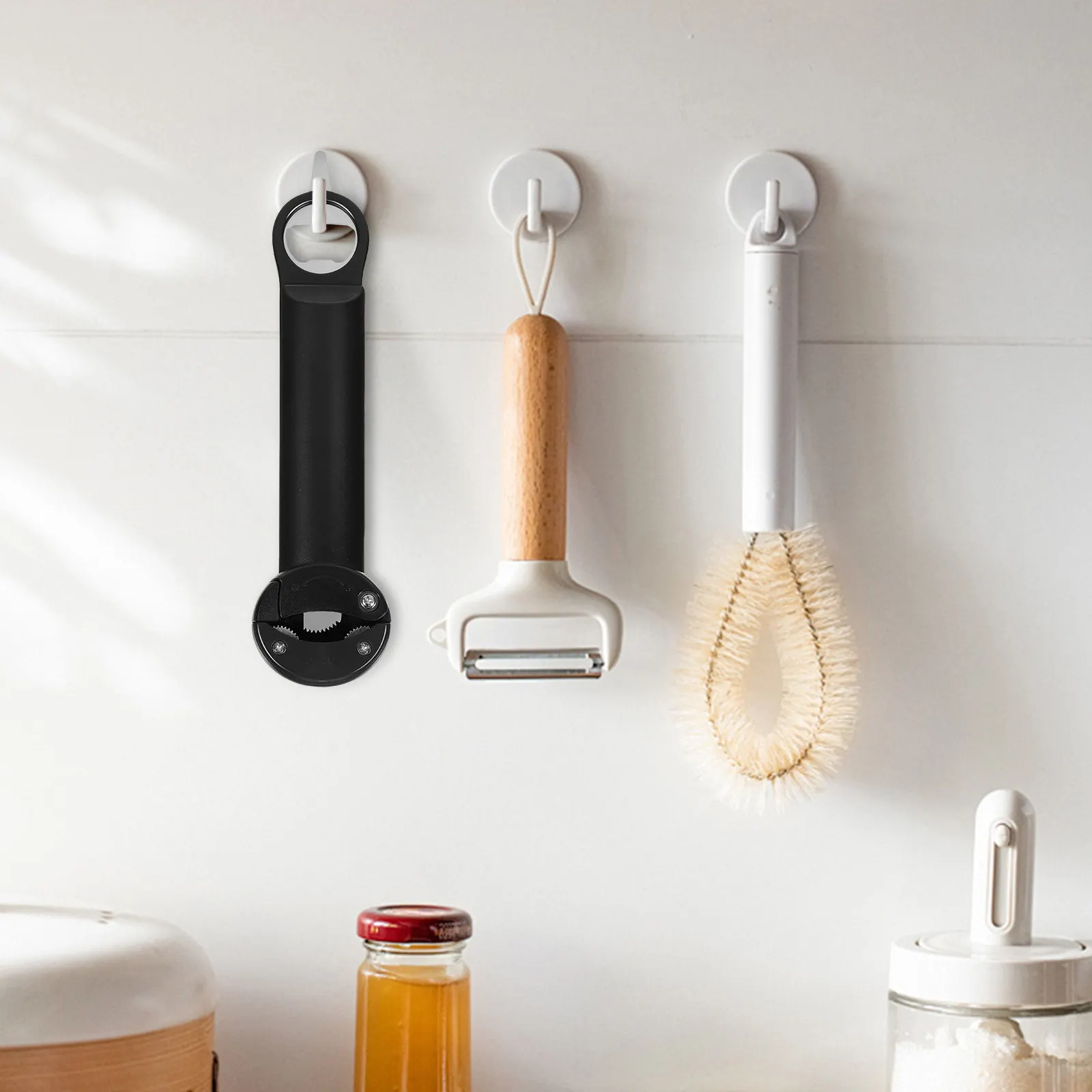 Adjustable Retractable Bottle Opener Jar Lid Opener Manual Can Opening Tool Stainless Steel Pa Body Non Slip Grip for Cans Beer