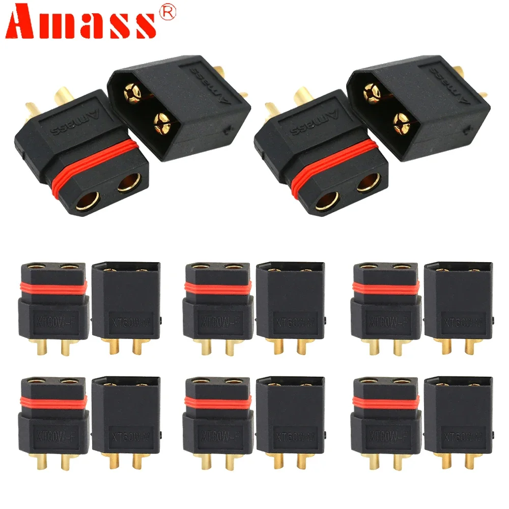 Amass XT60W DC 500V 20A-40A 0.6mΩ Waterproof Gold-Plated Bullet Female/Male Connectors For RC Lipo Motor ESC Aircraft Car Toys