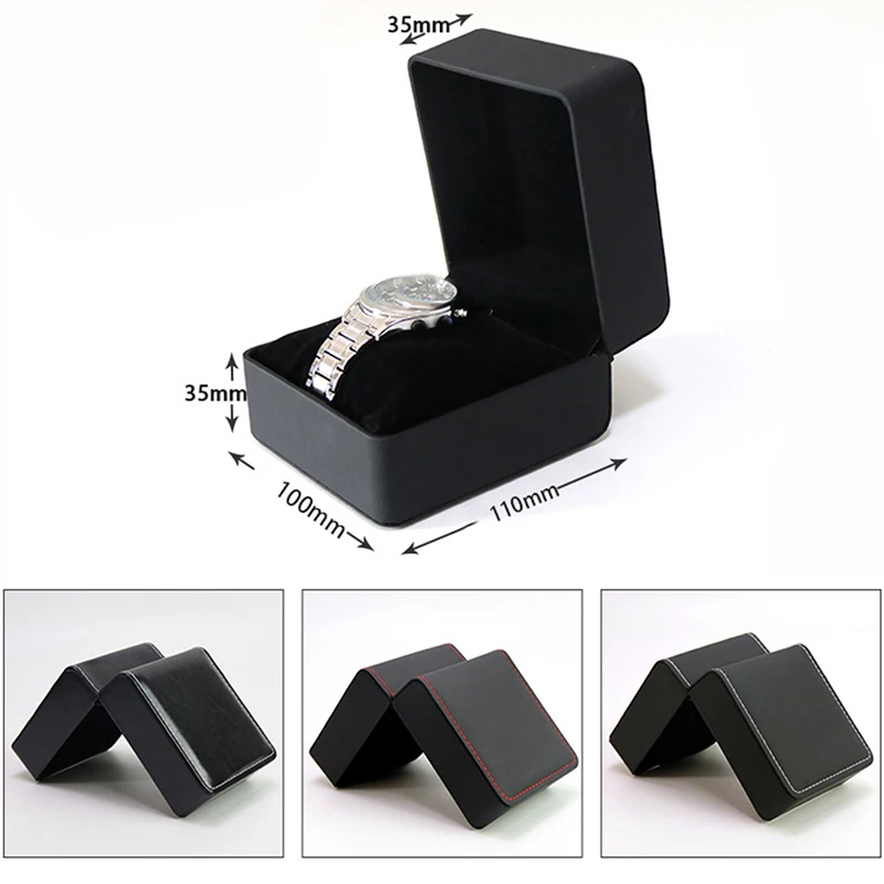 Braune Einzel uhr Geschenk box mit Kissen Pu Leder Armbanduhr Vitrine Veranstalter für Männer/Frauen Uhr Aufbewahrung Geschenk box