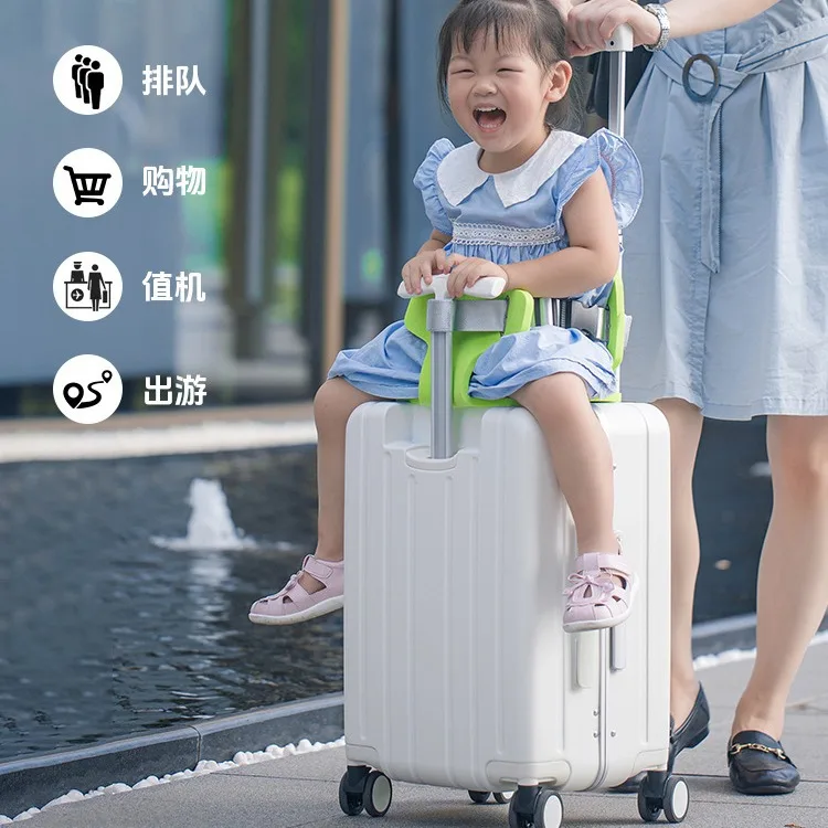 

New Upgraded Version Baby Ride On Trolley Luggage Lazy Kids Troley Case Box Suitcase Roling Luggage Carry Ons 20 Inch Travel