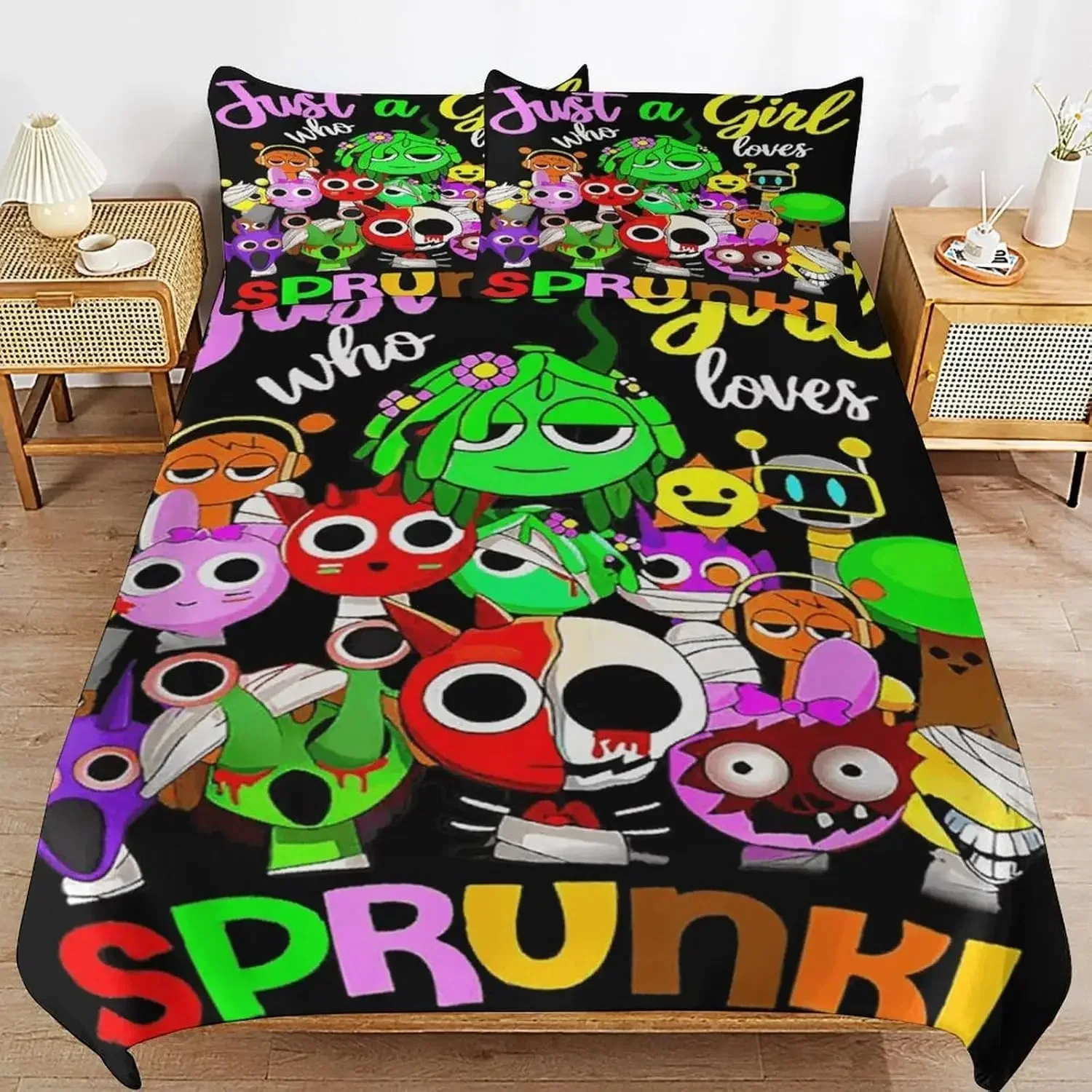 

Game Sprunki Bedding Sets For Kids Boys Girls New 3d Printed Bed Cover Comforter Duvet Cover Pillow Case Bedroom Decoration