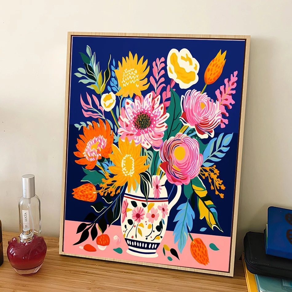 

SDOYUNO Painting Paints By Numbers Flowers Canvases For Paint Drawing On Canvas Diy Set Artwork Handmade Acrylic Decoration Home