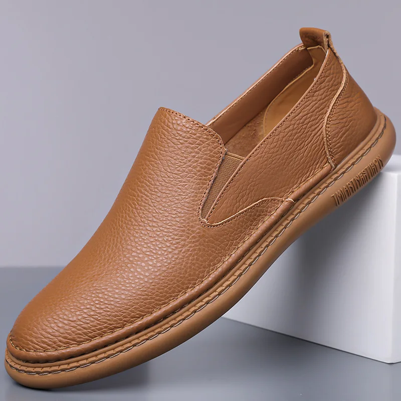 

Cow leather soft outdoor footwear casual shoes Men comfort loafer shoes slip on retro sneaker work shoes street style