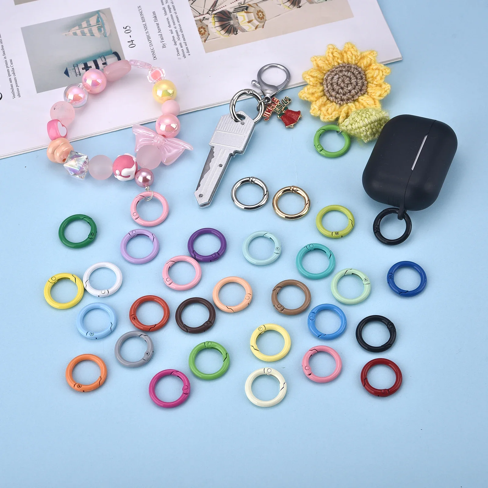 10pcs O Ring Colorful Metal Zinc Alloy Spring Ring Luggage Hardware Accessories Chains Buckle Bag Hook Keychain For DIY Handmade