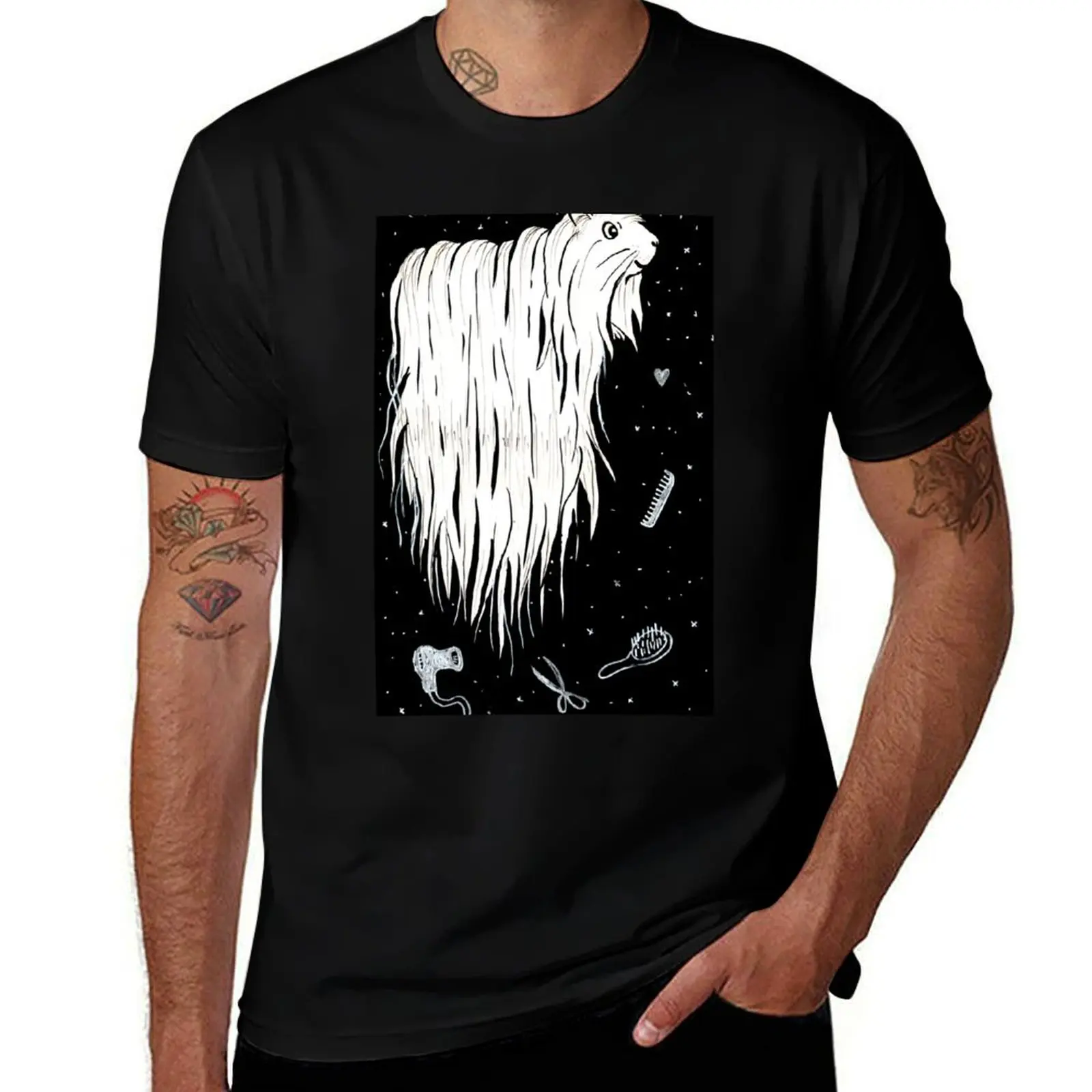 Long Hair Guinea Pig T-Shirt Sporty Casual Quick Dry T-Shirt