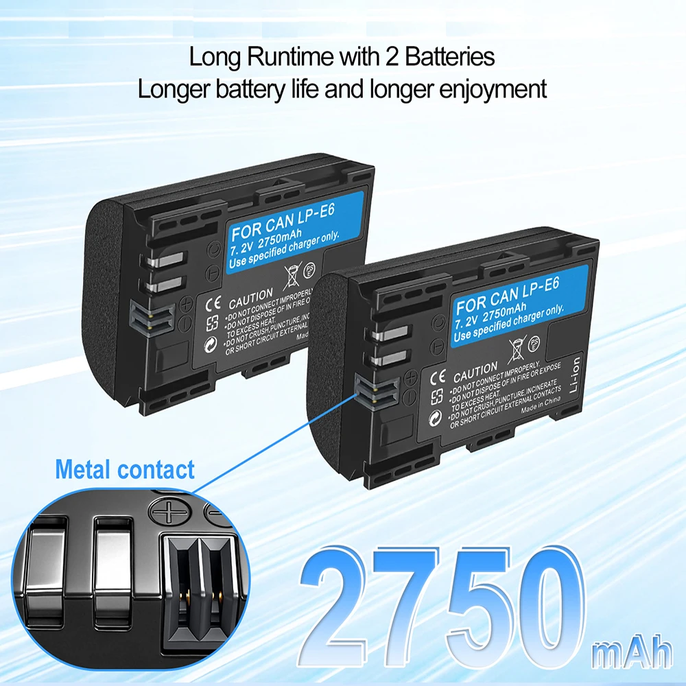 LP-E6P LP-E6NH Battery for Canon LP-E6 LPE6 EOS 7D,60D,70D,80D,5DS,6Da,5D Mark II,5D Mark IV,6D Mark II,7D Mark II