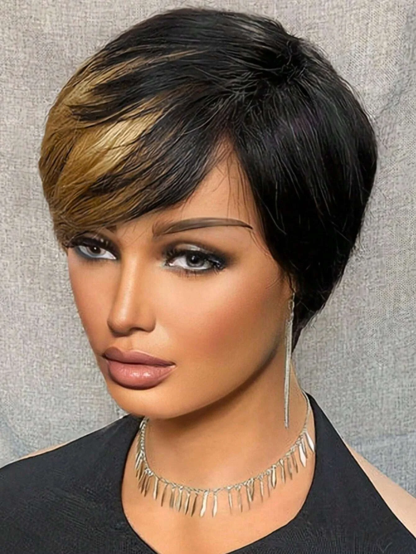 Peluca corta y recta de corte Pixie para mujer, cabello humano ombré # F1B/27, hecha a todo Color, barata, uso diario, FY-019