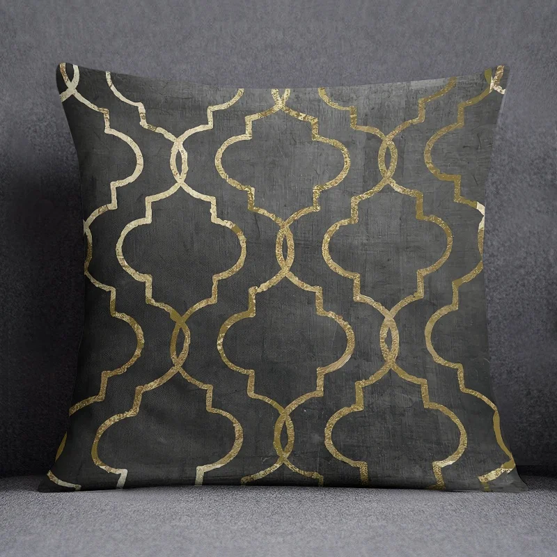 Black Gold Pattern Cool Series Pillow Gift Home Office Decoration Pillow Bedroom Sofa Car Cushion Cover Pillowcase