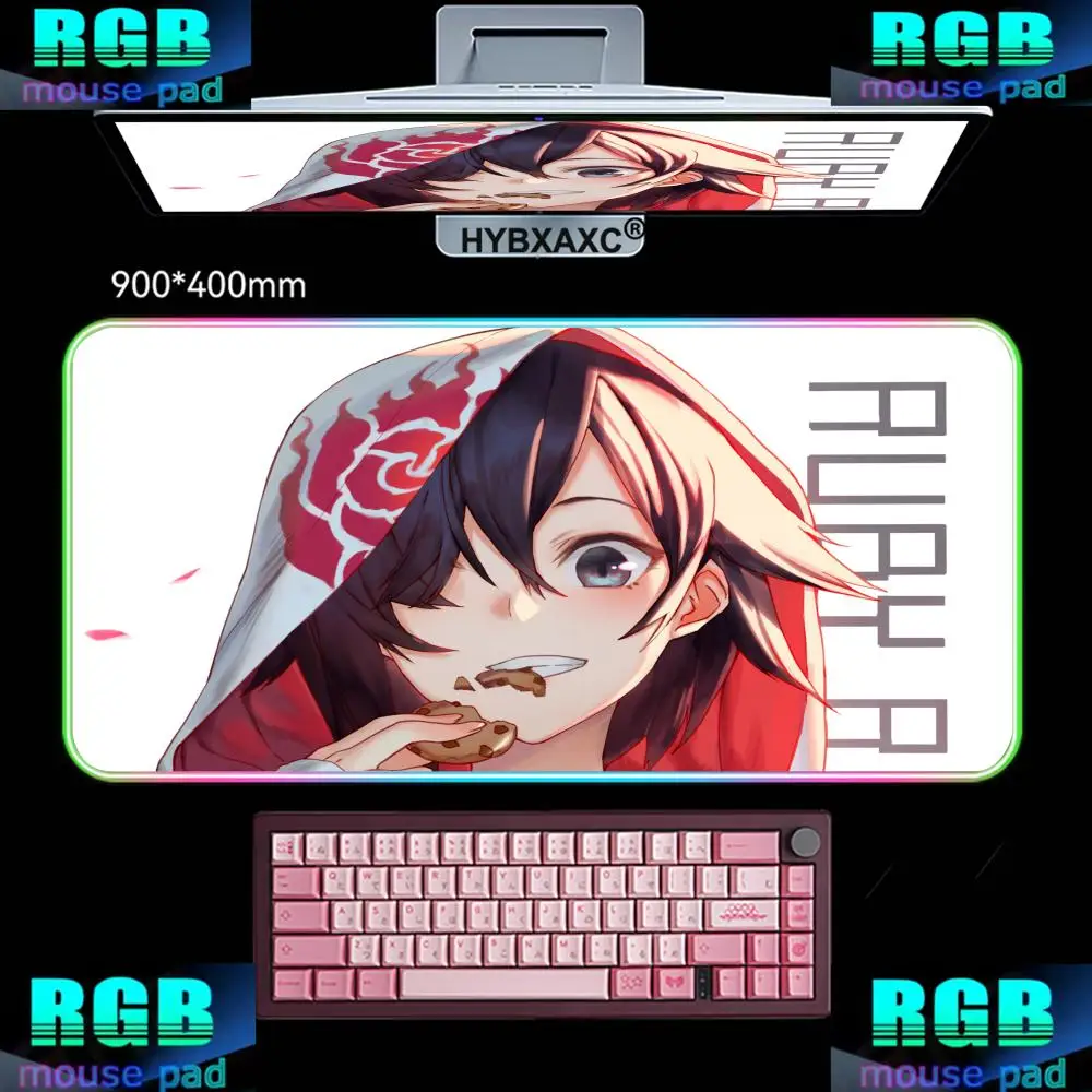 

RGB LED HD Anime R-RWBY Mouse Pad Computer Laptop Rubber Non-slip Mouse Mat Mousepad Gamers Decoracion Desk Mat XAXC