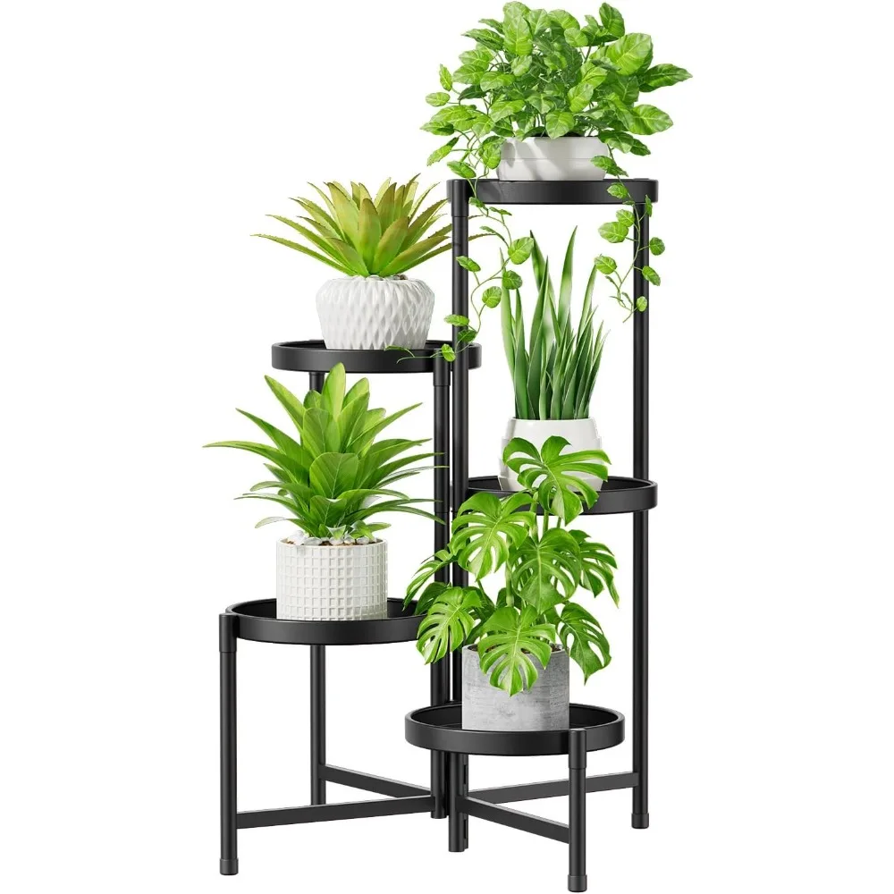 

5 Tier Large Plant Stand Indoor, 10 Inch Wide Tall Corner Metal Plant Stands Outdoor for Multiple Plants, Folding Tiered Flower