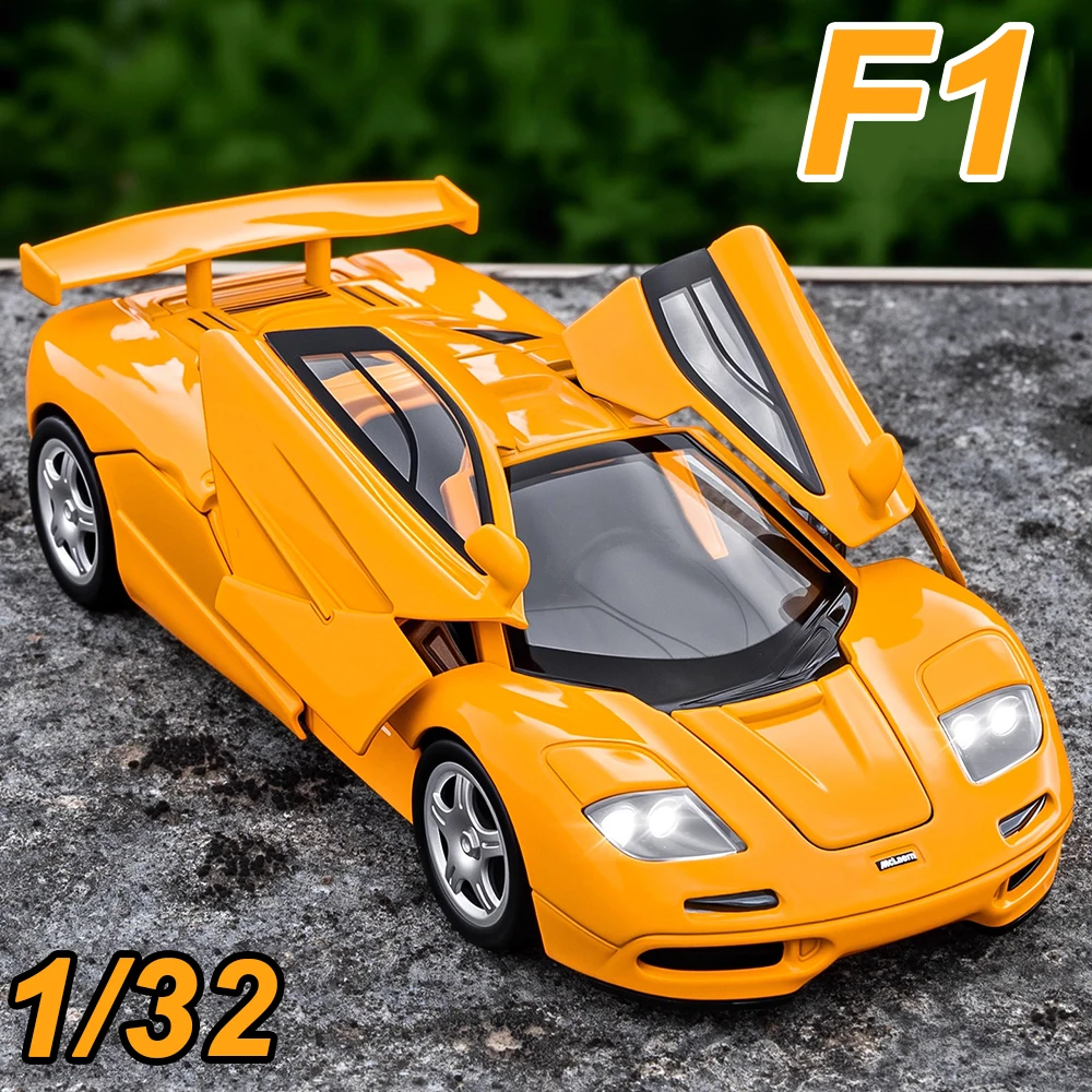 Jouets de voiture 1:32 F1 765LT, modèles en alliage moulé sous pression, voitures de sport, son et lumière, portes rétractables, véhicules miniatures ouverts, cadeaux d'anniversaire pour enfants
