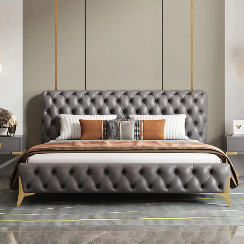 

Villa bed, modern classic luxury, tufted upholstered, size, leather bed frame, wooden frame, latest design bedroom set