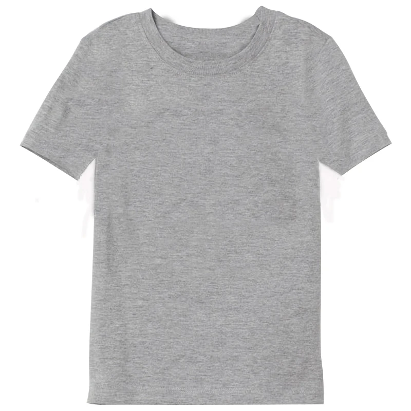 Ropa de algodón de calidad para niños, de color sólido Camiseta clásica, negro, blanco y gris, Tops de moda para niños y niñas