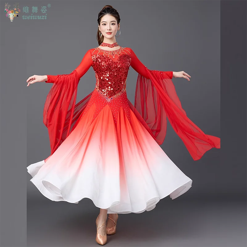 여성용 모던 댄스 드레스 하이 엔드 빅 스윙 드레스 왈츠 탱고 공연 의상 소셜 댄스 대회 의류