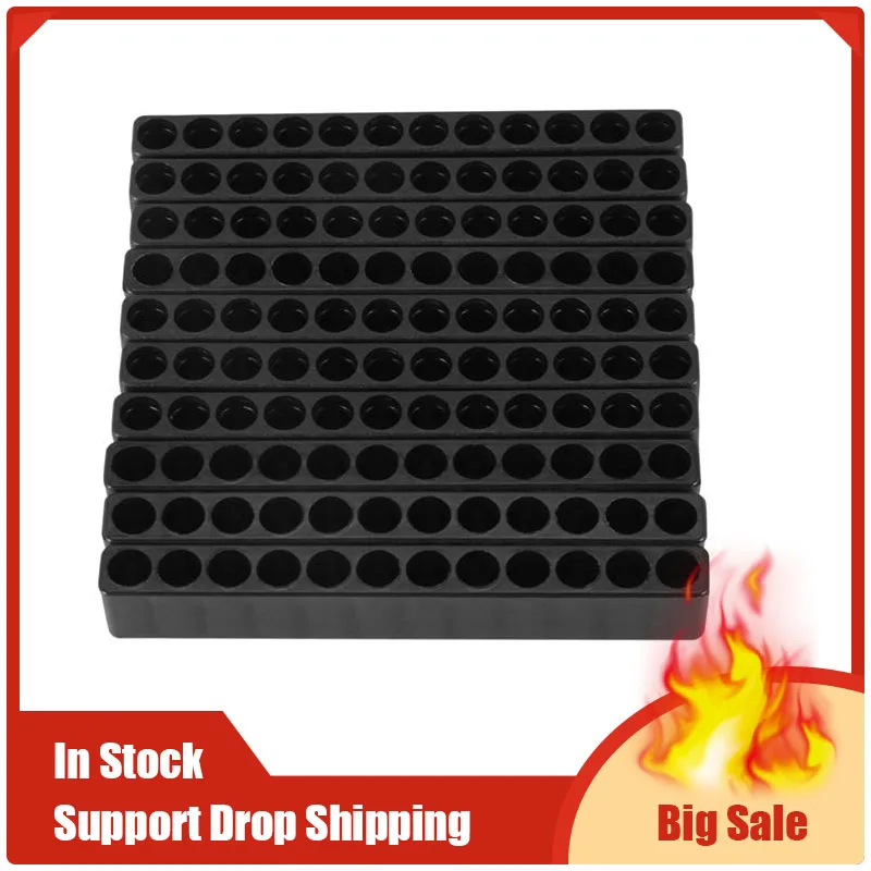 10pcs 12-Hole Screwdriver Bit Holder Box Block Black For Six Angle 6.35mm Handle